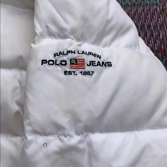 white polo puffer jacket